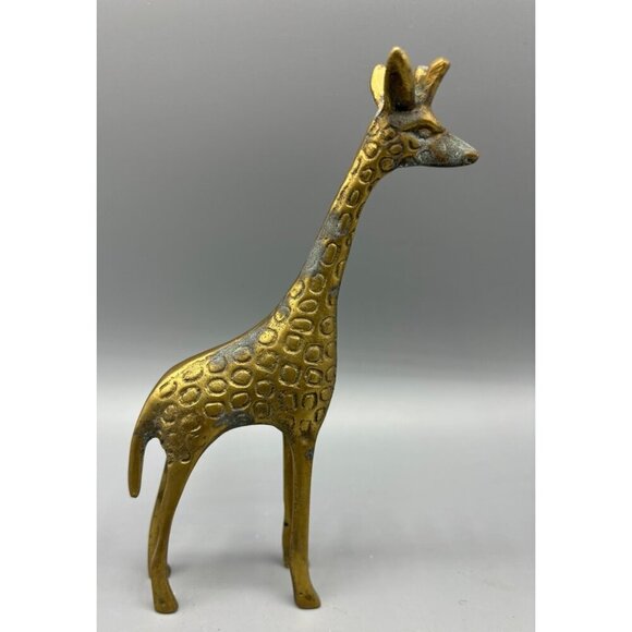 Vintage Brass Giraffe Figurine Metal Art Decor Animal - Picture 1 of 5
